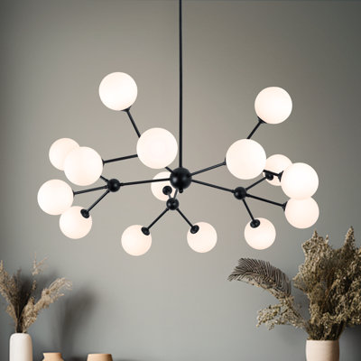 Lynanne 15 - Light Chandelier Modern Chandelier Dining Room Chandelier Bubble Chandelier Modern Dining Light Fixtures Black Chandelier