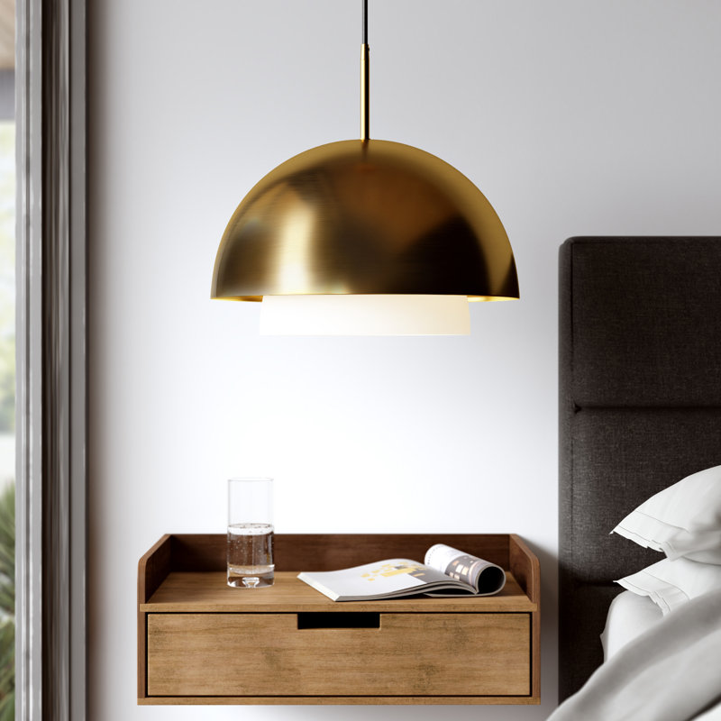Luminaire suspendu en forme de dôme à 1 lumière Lyle, Laiton