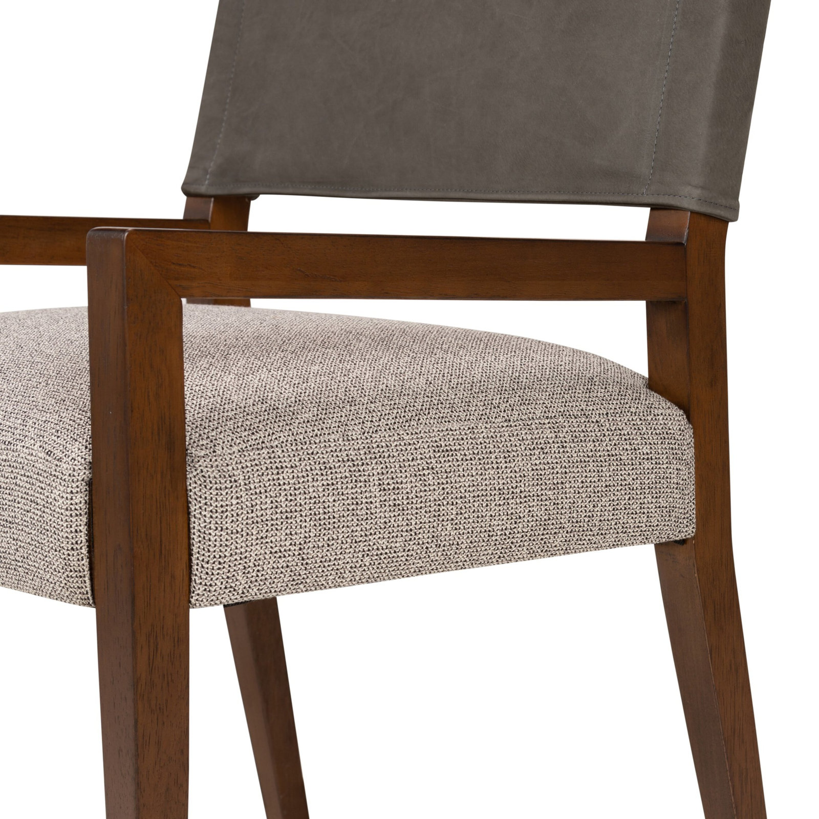 Lorretta Oak Dining Armchair, Gray Viscose/Polyester, Dark Brown