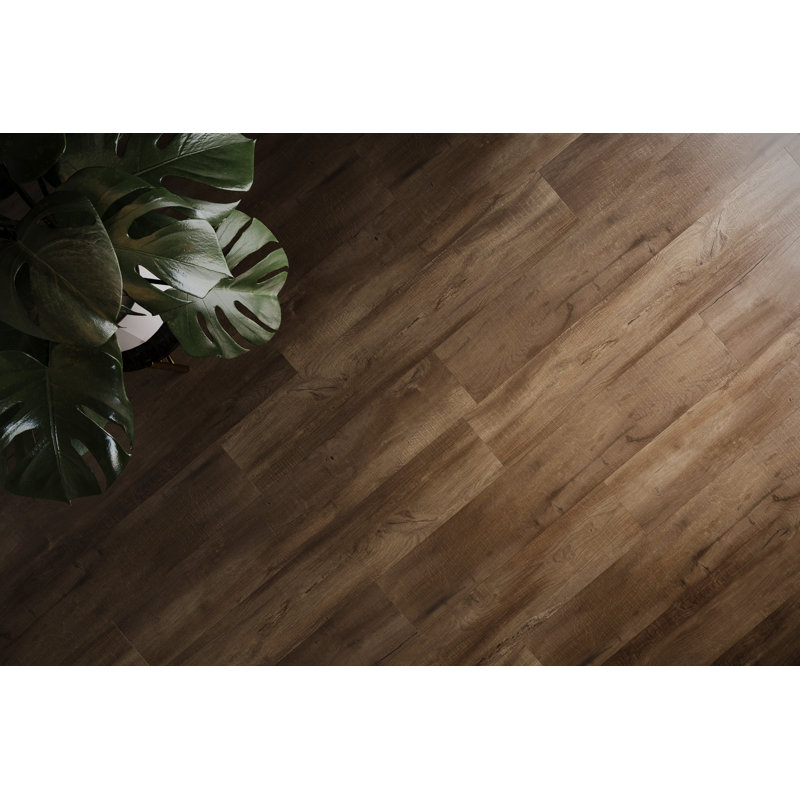 Plancher de vinyle basel de 12 po x l 6 po x L 36 po Basecore Coffee (54 pieds carrés / caisse), Marron foncé
