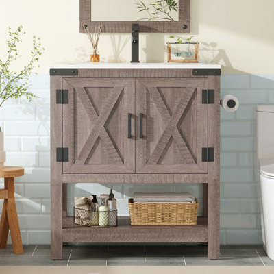 Meuble-lavabo simple avec rangement Chimira Farmhouse