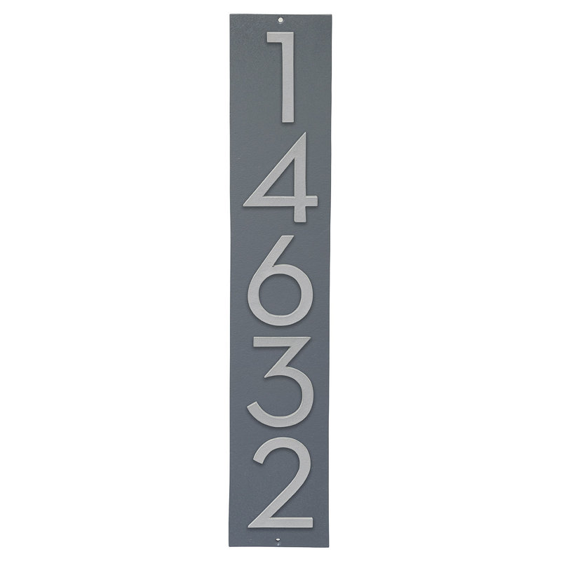 Plaque d'adresse verticale flottante de 6 po, Gris / argent, Oui