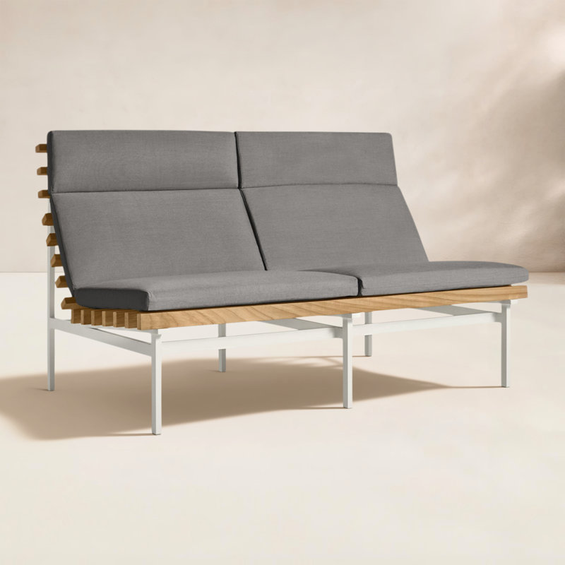 Perch Outdoor 2 - Seat Loveseat, Toohey Charcoal, White