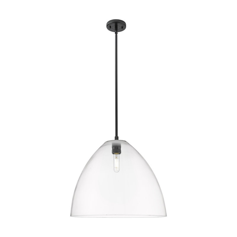 Downtown Urban - Crown Point - Luminaire suspendu avec tige 16 po 1 lumière Bristol, Clair, Noir mat
