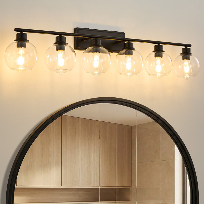 Luminaire de salle de bain à 6 lumières à intensité variable, Noir mat