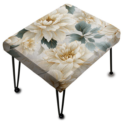 Repose-pieds blanc rectangulaire Mandalas Chrysanthemum Boho