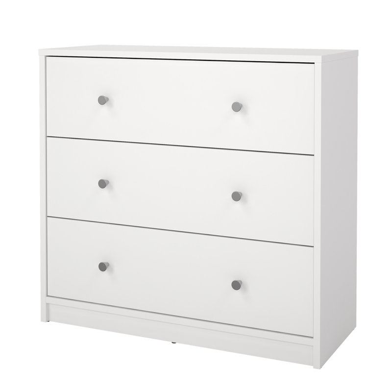 Commode de l 28,5 po à 3 tiroirs Clanton, Blanc