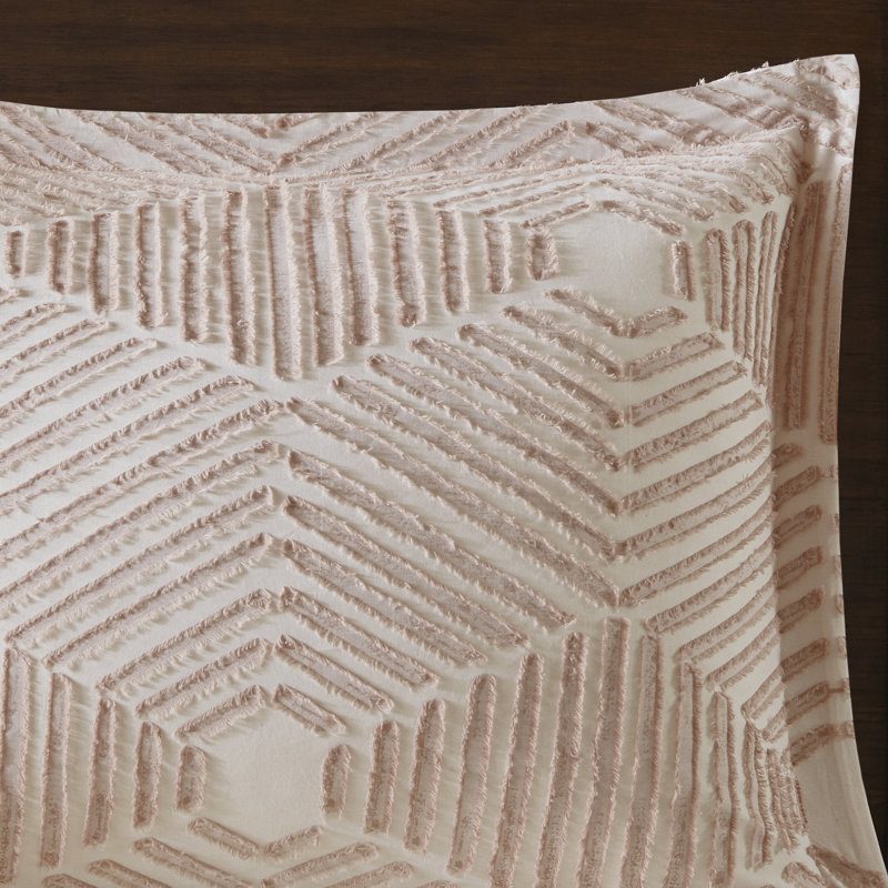 Blush Cotton Jacquard Full Comforter Set with Shams