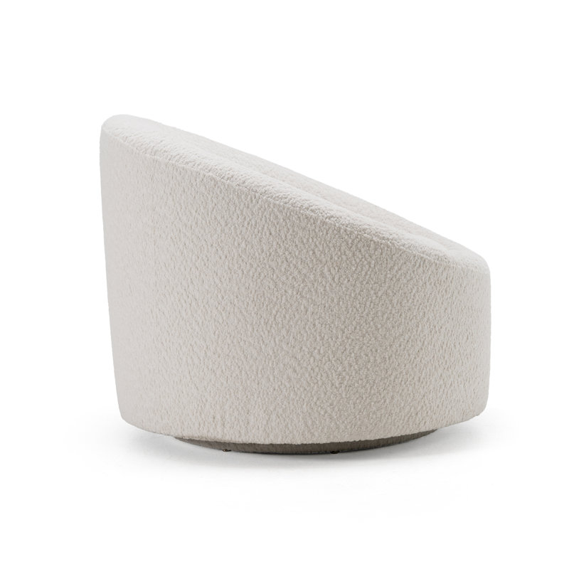 Upholstered Swivel Barrel Chair, Cream Boucle