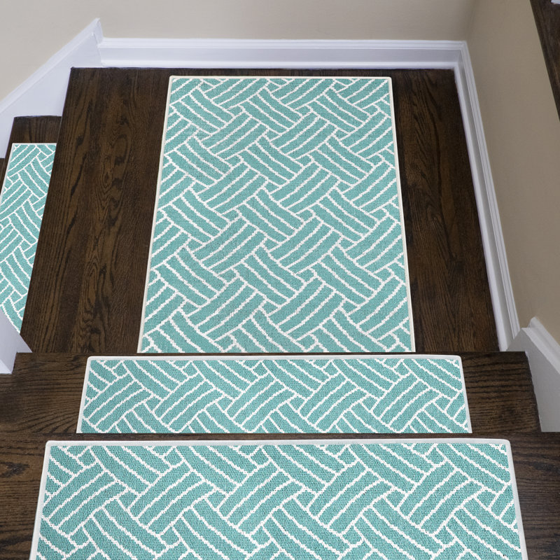 Jackman Non-Slip Geometric Indoor Doormat, Light Teal