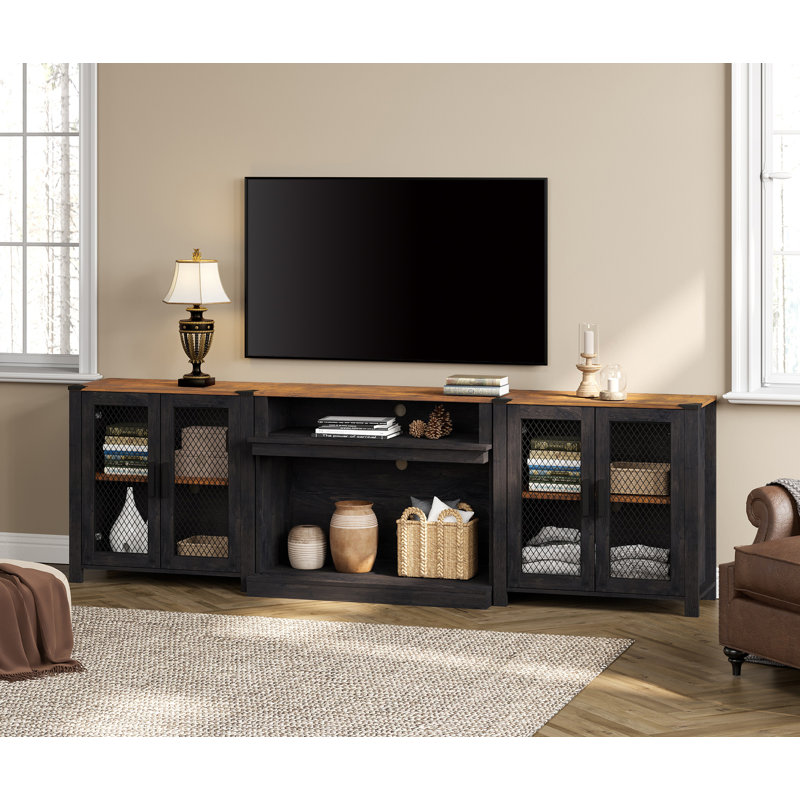 Gracie Oaks 3 In 1 TV Stand Set For 100 Inch TV With Open Storage, Black