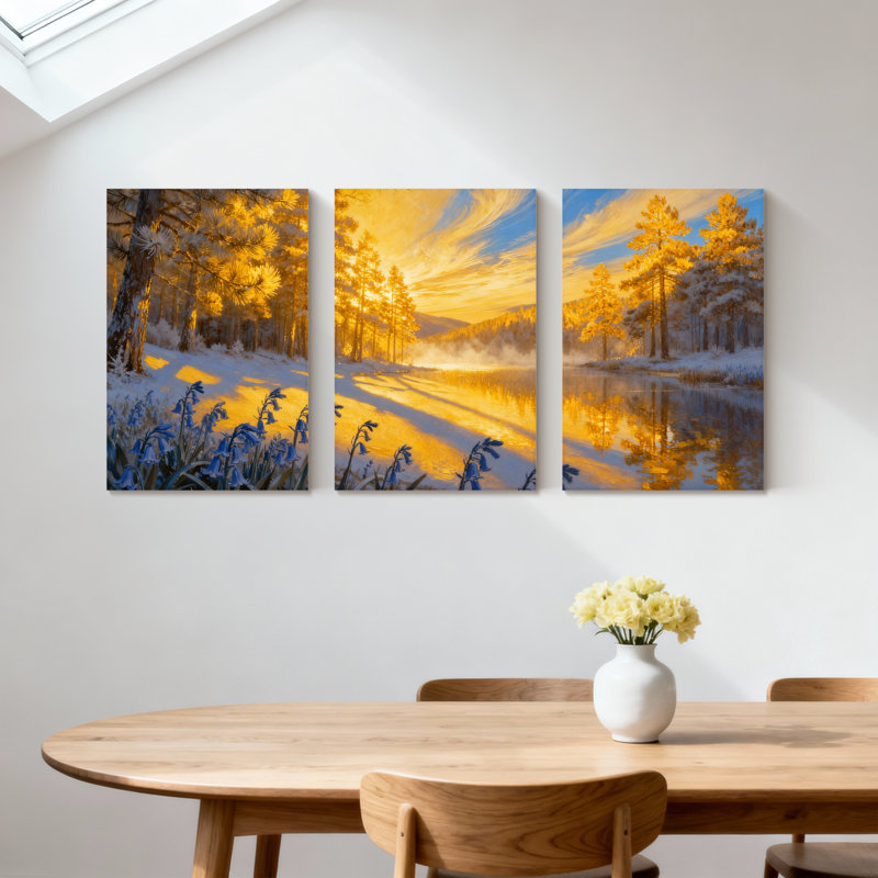 Hiver forêt Golden Sunrise, H 30 po x l 60 po