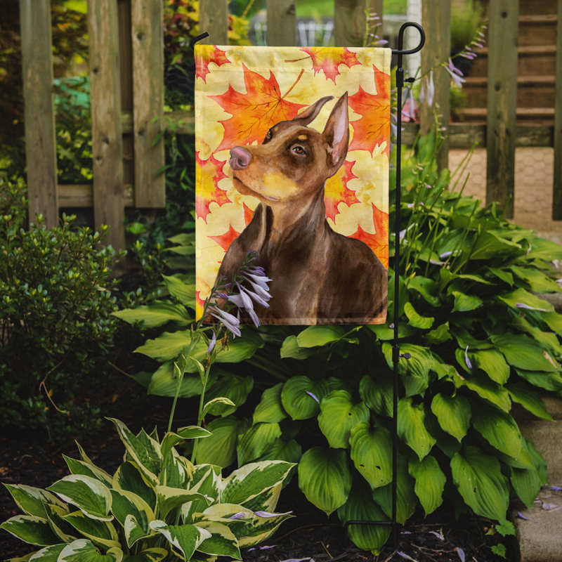 Automne 2 côtés en polyester 15 x 11 po drapeau de jardin, Doberman pinscher