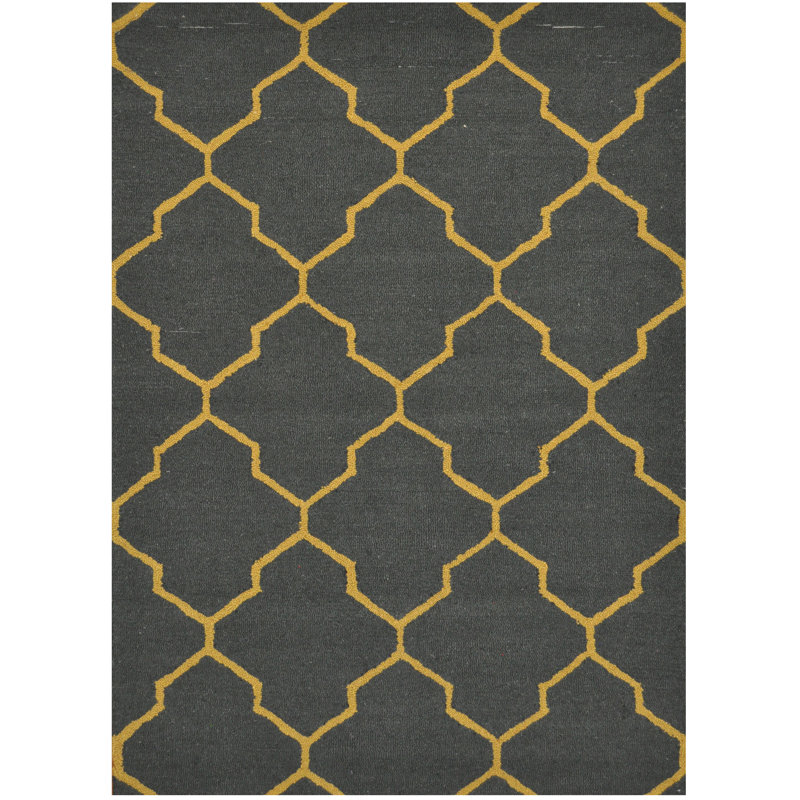 Tapis gris en laine touffeté à la main à motif géométrique Fawe