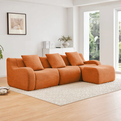 Canapé désossé, tissu en peluche de haute qualité à 3 places, conception antidérapante et accoudoirs incurvés sans assemblage