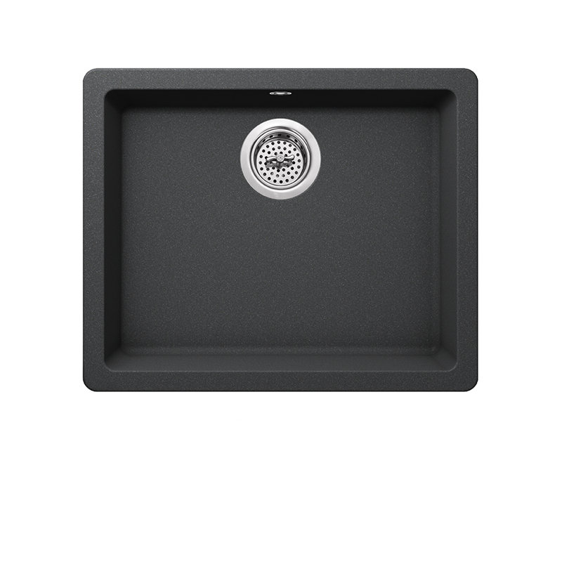 21.65'' L Single Bowl Quartz Kitchen Sink, Inox Gray
