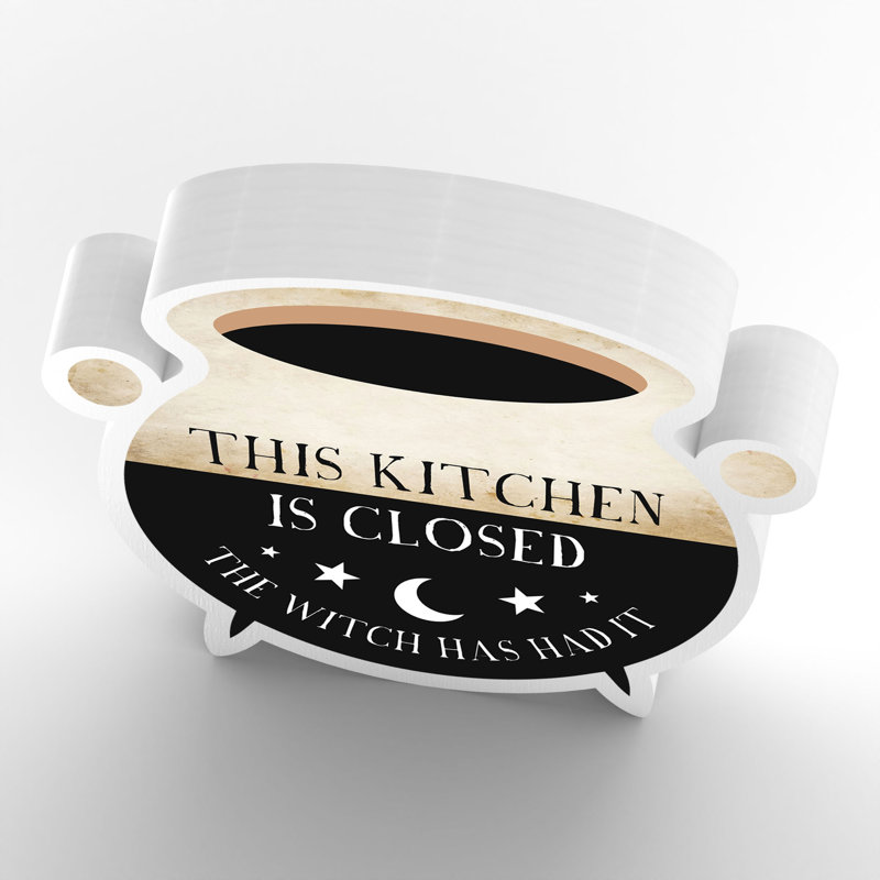 Shirleysburg The Kitchen Is Closed Witch Humour Wooden Cauldron Letter Block
