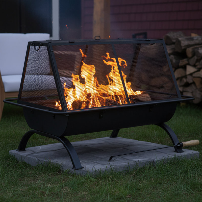  Northland Grill 36" Rectangular Wood-Burning Black Finish Steel Outdoor Fire Pit