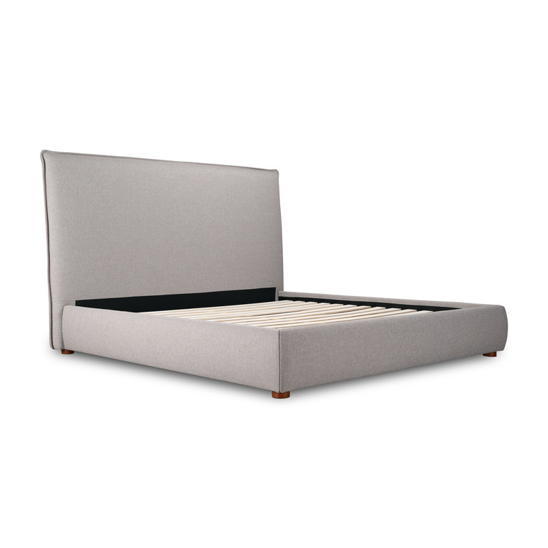 Timothy Upholstered Low Profile Platform Bed, King, Wheat Basketweave, 54