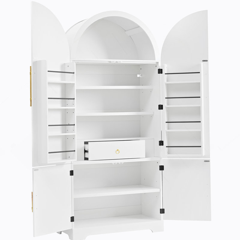 Armoire décorative arquée, armoire de cuisine avec tablettes, armoires de rangement avec tablettes réglables, tiroir caché pour la cuisine, la salle à manger, la salle de bain