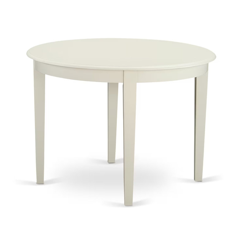 5 Piece Dining Set Includes a Round Kitchen Table and 4 Pond Faux Leather Upholstered Parson Chairs, 42x42 Inch, Linen White