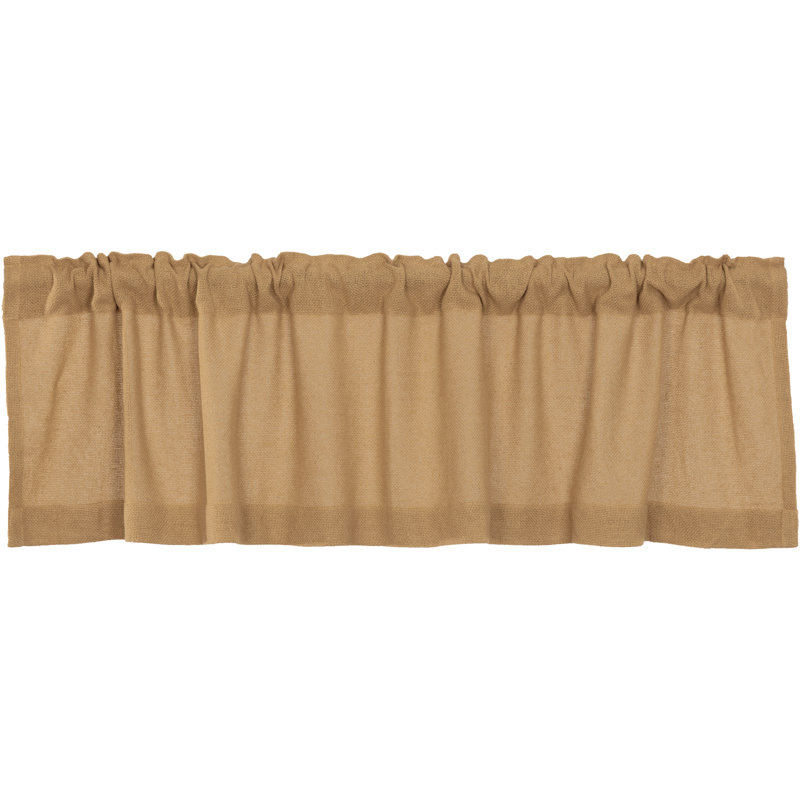 Natural Tan Burlap Farmhouse Rod Pocket Valance 16x60