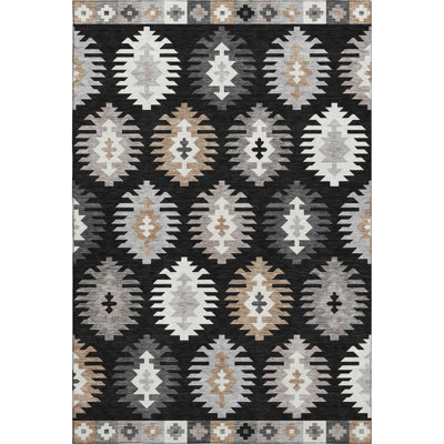 Premium Machine Washable Prisco Black Rug