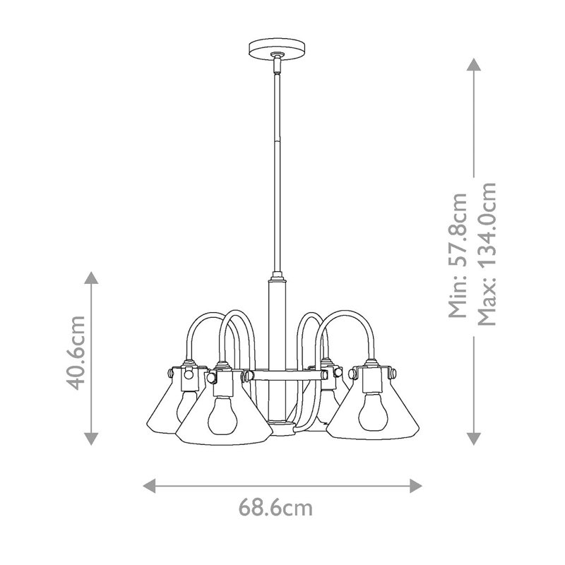 Redfern 4 - Light Shaded Chandelier, Chrome