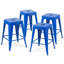 Tabouret à hauteur de comptoir 24 po, ensemble de 4 tabourets de bar en métal sans dossier, empilable, amovible et facile à assembler, pour économiser de l'espace pour un îlot de cuisine / bar / café / salle à manger (bleu)-512276111-512276110-509726946