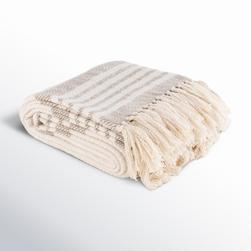 Sully Handmade Throw Blanket, Taupe/Cream