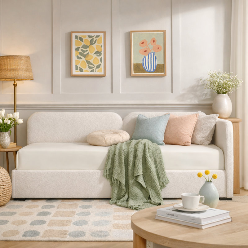Coletti Boucle Corner Daybed, White