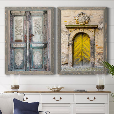 Baltic Door - Matted and Framed Under Acrylic Glass, Set of 2, Large Living Room Wall Art