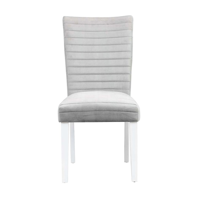 2 pièces grises et blanches chaises de salle à manger - Structure de chaise grise et blanche de 2 bois franc stable