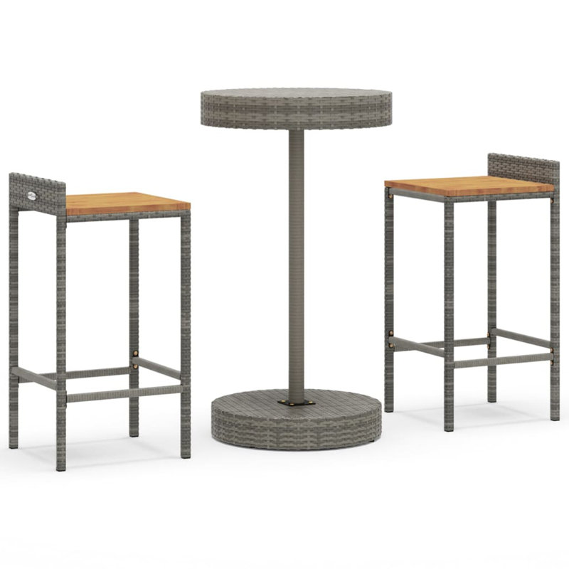 Daniale Bar Set with Stools, Gray