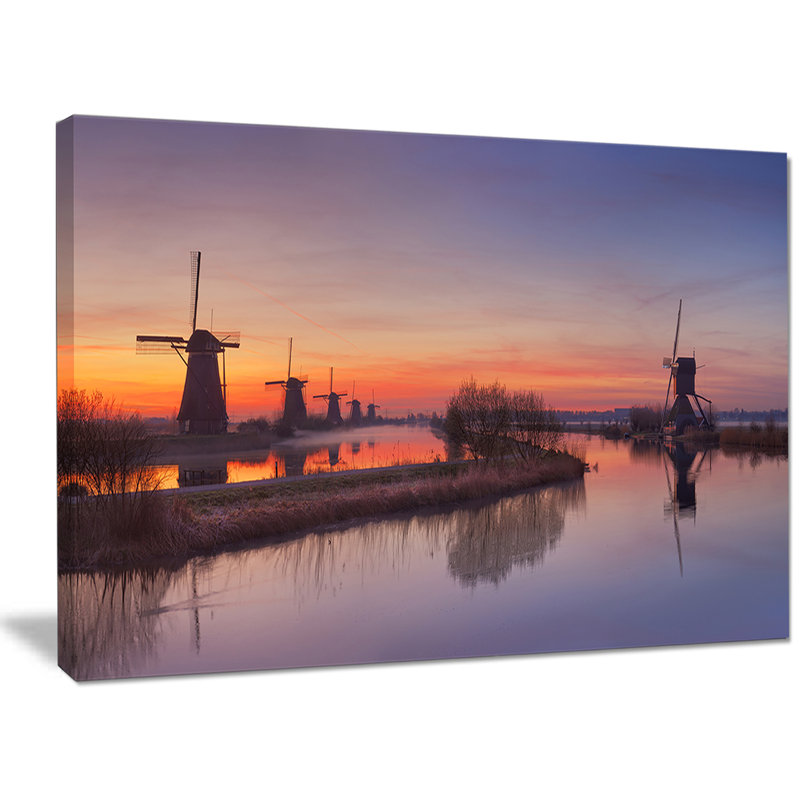 « néerlandais moulins panorama », reproduction de photo sur toile tendue, H 30 po x l 40 po x P 1 po