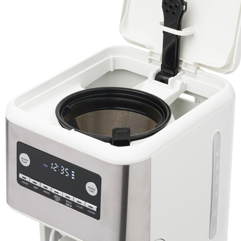 Cafetière numérique 14 tasses avec réglages HADEN, Ivoire / chrome