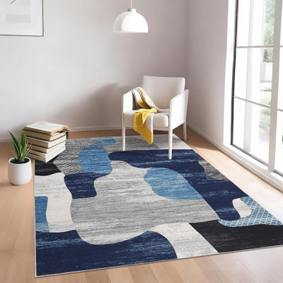 Abstract Machine Printed Area Rug