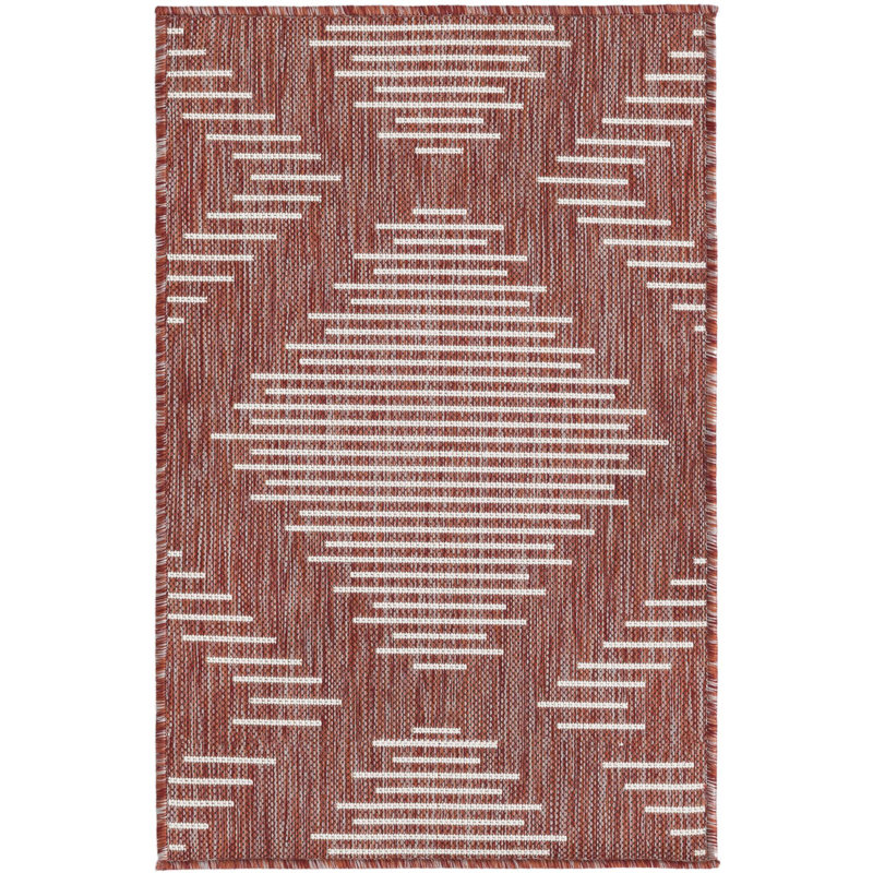 Outdoor Iris Area Rug Brick Color, Rectangle 2' x 3'