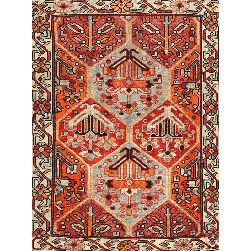 Tapis traditionnel rouge / brun, Rectangle 4 pi x 6 pi