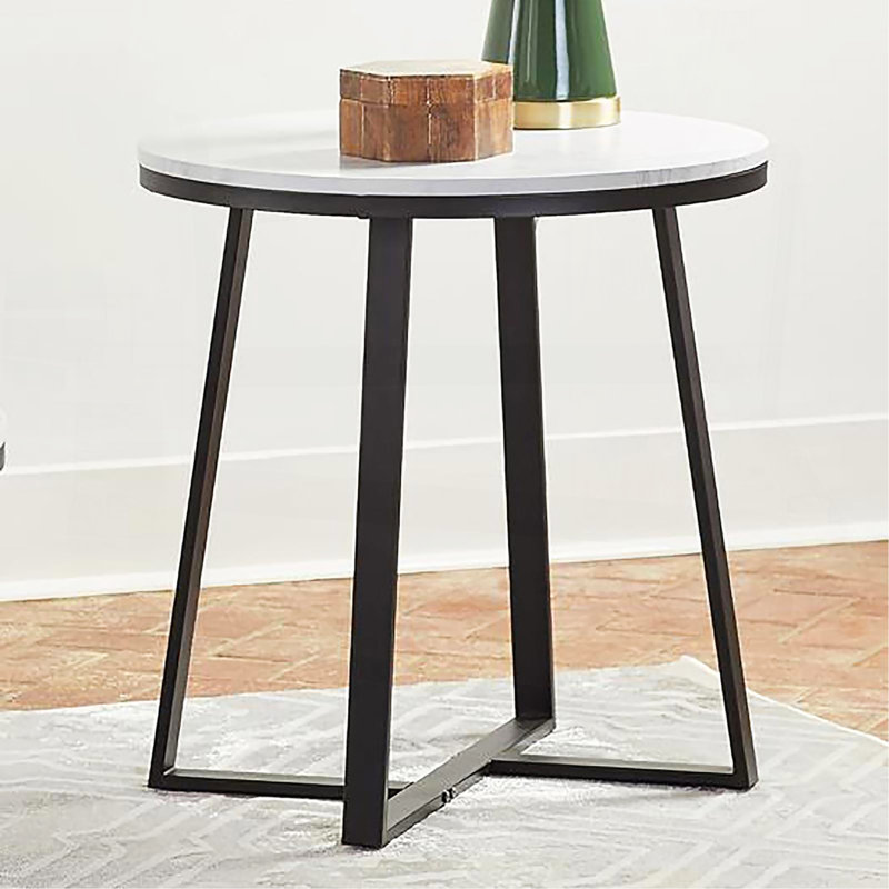 Table basse en simili marbre blanc et noir mat