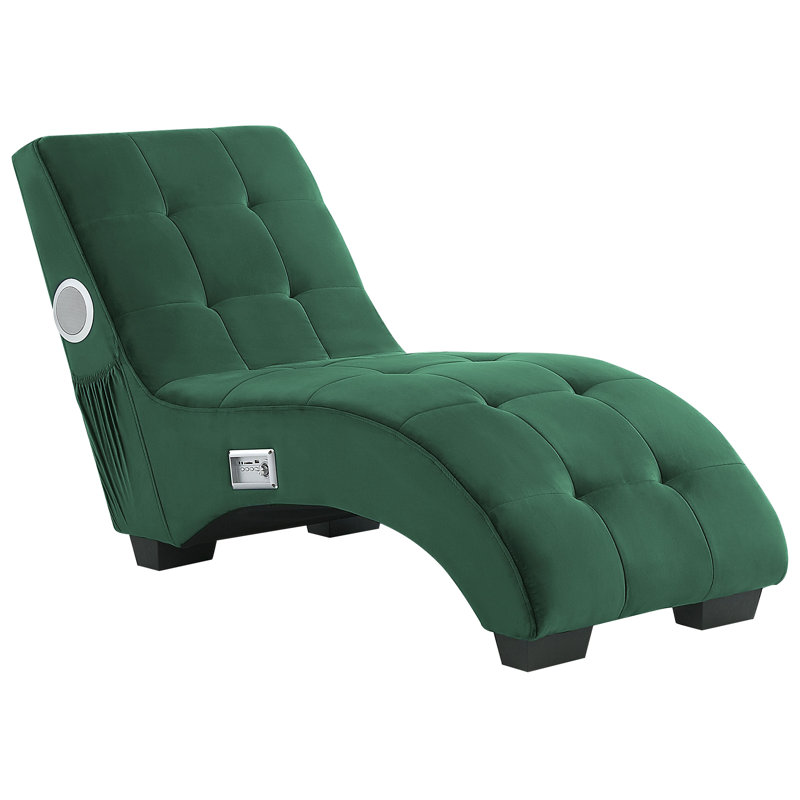 Nelms Velvet Chaise Lounge, Dark Green