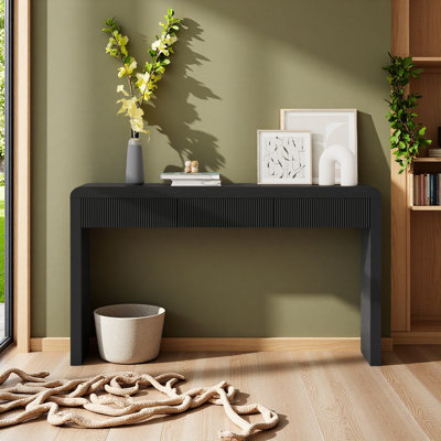 Rustic Console Table with 3 Fluted Drawers