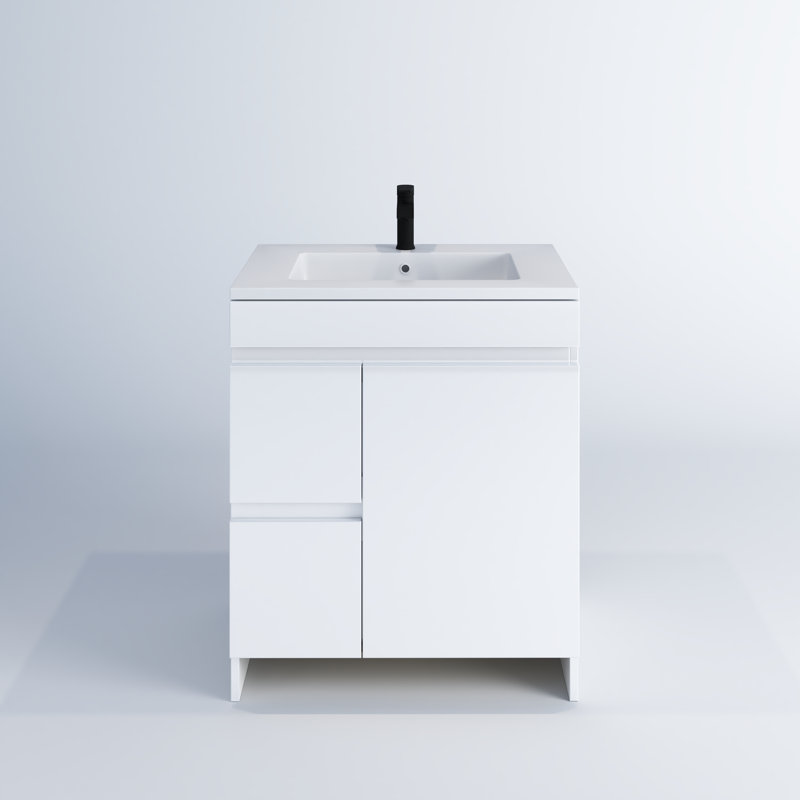 Waelyn 30'' Single Bathroom Vanity with Acrylic Top, Glossy White