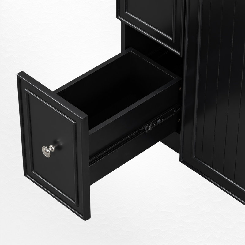 Ensemble de meuble-lavabo simple 24 po Norreen, Noir, noir, noir, noir, Argent argent