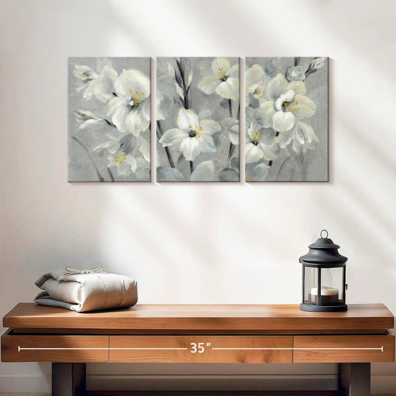 Harnek Flowers On Gray II, 12" H x 26" W