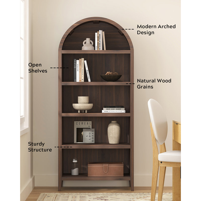Vitrine de rangement ouverte à 5 niveaux avec bibliothèque à 5 niveaux H 70,9 po x l 30,7 po avec 5 tablettes pour le bureau à domicile, la chambre à coucher et le salon