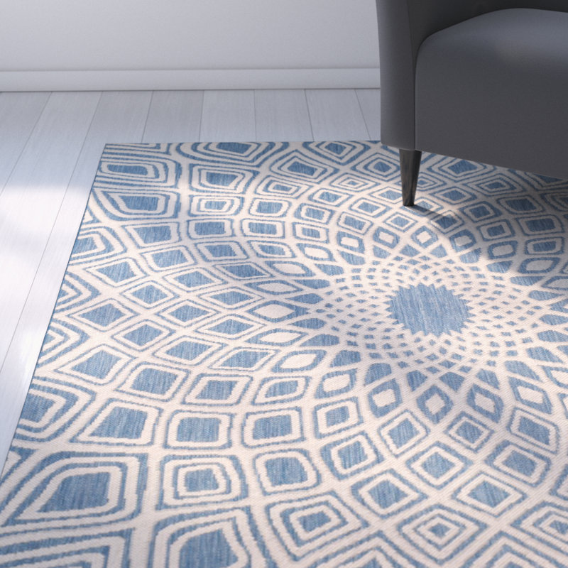 Tapis intérieur / extérieur en laine touffeté à la main gris / ivoire Arneshia, Rectangle 5 pi 3 po x 7 pi 7 po