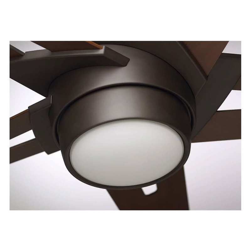 54'' Ceiling Fan with Light Kit, Brown Wood