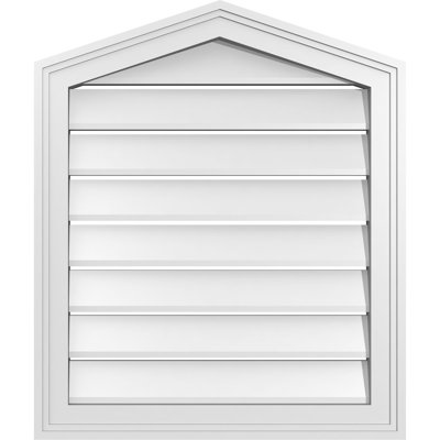 Peaked Top Surface Mount Signature Urethane Functional Gable Vent 4/12 Pitch, Primed Tan