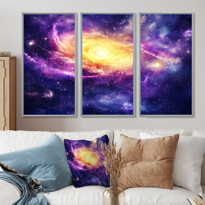 Purple Galactic Explosion Of Our Universe I - Space Wall Art Set